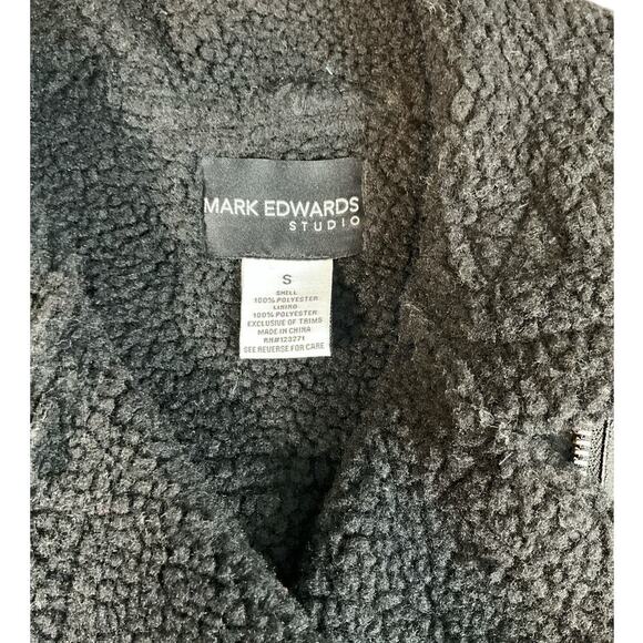 Mark Edwards Studios Sherpa Lined Faux Leather Vest Size Small Black/Silver NWT - Picture 7 of 12